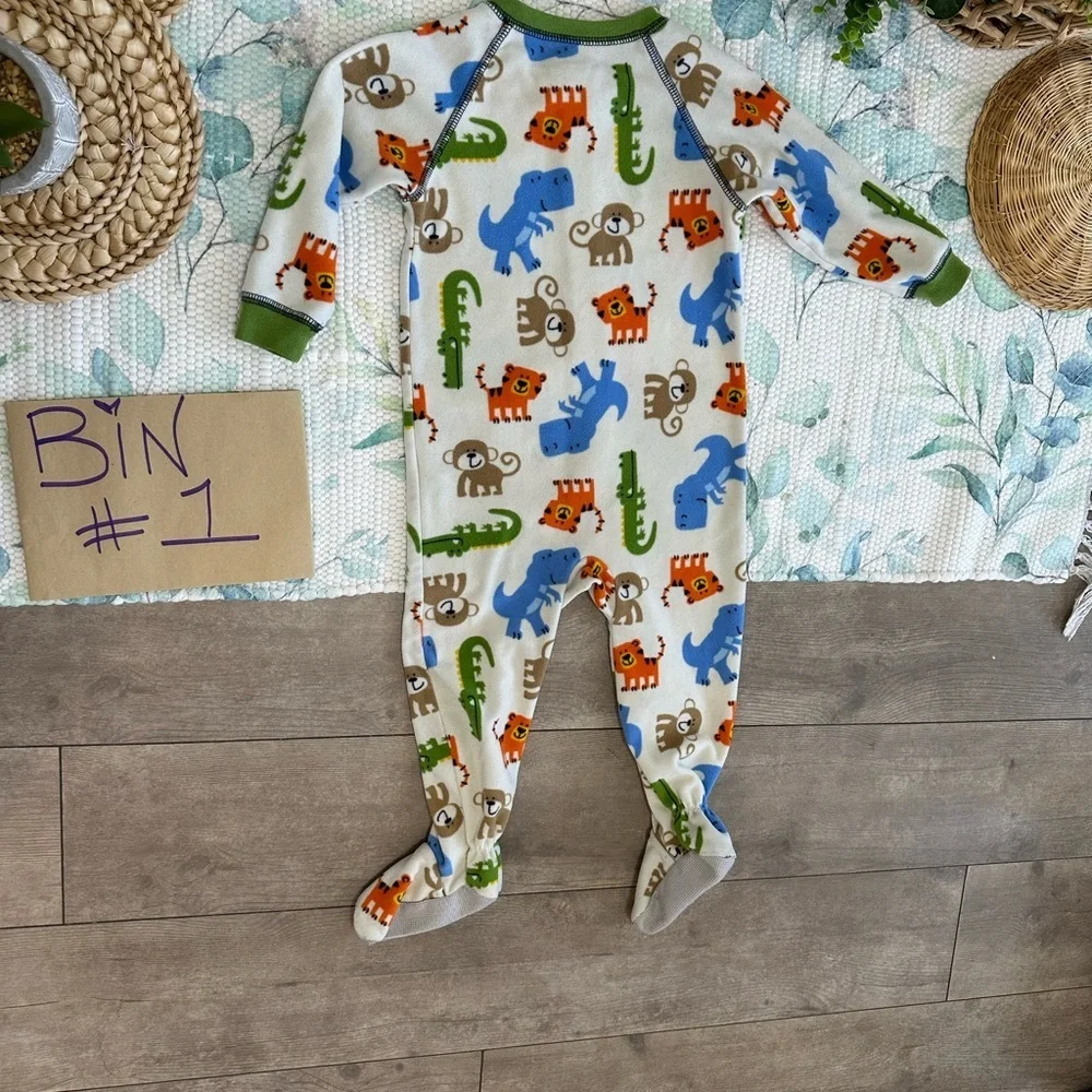 Carter’s Baby Toddler Boy Safari Animal Print Zip Footie One Piece Pajamas 24 M